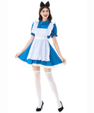 【3点セット】夢かわ コスプレ ハロウィン アリス  エプライムブルー ロリータフリル メイド服 仮装パーティー JC2-XJY6028