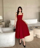 【2色】膝丈ドレス 高級感 ラAイン 着痩せ 名媛風 セクシー おしゃれ YH2-ZED889769GT347