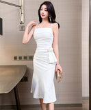 【2色】膝丈ドレス キャバドレス エレガント 上品 ボディコン フラワーモチーフ デート お出かけ JC2-JX5899