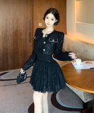 【2点セット】ミニドレス キャバドレス セクシー 高見え フレンチ風 セレブ系 スリム ショートアウター×ミニワンピ セットアップ スパンコールデザイン デート お出かけ JC2-XKDD335B-6502-Sep26