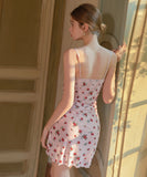 ルームウェア セクシー フラワーレース キャミソール 透け感 ダルメシアンネック 可愛い ナイトウェア LW2-GR5615