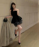 ミニドレス キャバドレス セクシー フレンチ フラワーモチーフ ベアトップ 上品 ボリュームスカート JC2-XHY918088