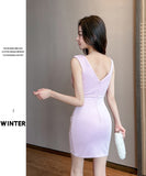 【4色】ミニドレス キャバドレス セクシー チュール切り替え Vネック スリット入り バー・クラブ JC2-YM8904