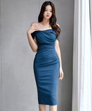 【2色】ミニドレス キャバドレス おしゃれ セクシー 通勤 ワンショルダー YH2-ZED886633BH506