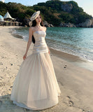 ロングドレス キャバドレス セクシー 上品 チュール ベアトップ スパンコール 清楚系 JC2-XHY919910