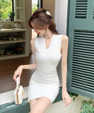 【3色】ミニドレス キャバドレス セクシー Vネック ニット 細見え ボディコン タンクワンピ お出かけ デート 出勤 JC2-JW1911GT510