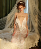 Lady's coco ランジェリー  セクシー 大人可愛い  ネグリジェ レース 深V 背中あき  LW2-GR19909