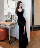 【3色】ロングドレス キャバドレス セクシー ローカット スリット入り 上品 バックオープン イブニングドレス パーティー JC2-YM9217