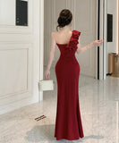 【2色】ロングドレス キャバドレス セクシー ワンショルダー ボディコン スリット入り パーティー JC2-DD3959