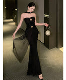 ロングドレス キャバドレス セクシー カットアウト ホルターネック ボディライン ギャル感 ウエストマーク パーティー JC2-XHY913265