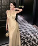 ロングドレス キャバドレス セクシー サテン ホルターネック 背中見せ フィット感 パーティー JC2-JW7026DSD260