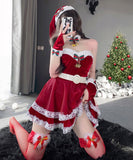 【3点セット】ミニドレス クリスマ 大人可愛い セクシー サンタ服 コスプレ チューブトップ ポップ JC2-DML31