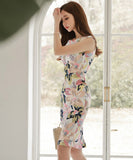 ミニドレス キャバドレス おしゃれ セクシー 通勤 花柄 気質 YH2-ZED886012BH506