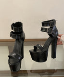 ハイヒール ラウンドトゥ バックル付き チャンキーヒール プラットフォーム ワンストラップサンダル JC5-JLG-MY-953-11