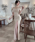 ロングドレス キャバドレス セクシー ディープネック キャミワンピ スリット エレガント 脚長効果 パーティー  JC2-DD6387