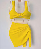 3点セット 水着 かわいい セクシー イエロー 着瘦せ ビキニ モノキニ hot girl YH7-KSD2496