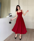 【2色】膝丈ドレス 高級感 ラAイン 着痩せ 名媛風 セクシー おしゃれ YH2-ZED889769GT347