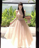 Lady's coco ロングドレス キャバドレス セクシー  チュール切り替え リボンキャミワンピ ウエストマーク フレアシルエット JC2-CD1-119-97380720