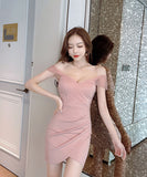 【2色】ミニドレス キャバドレス セクシー キャバ 嬢 パーティ キャバクラ Vネック ワンピース スカート フォーマル レディースDQ-SHMM279