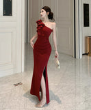 【2色】ロングドレス キャバドレス セクシー ワンショルダー ボディコン スリット入り パーティー JC2-DD3959