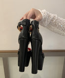 ハイヒール メタルチェーンデザイン プラットフォームソール バックファスナー チャンキーヒール オープントゥ クラブ JC2-JLGMY-953-2