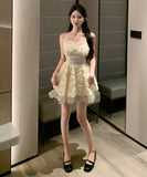 ミニドレス チュール カワセクシー キャバクラ 立体花 エレガント sweet YH2-DD6565