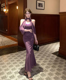 ロングドレス キラキラ 2way ホルターネック セクシー 宴会 パーティー ナイトクラブ ベアトップ XH2-ZED886193DXH343A