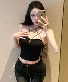 【2色】トップス レディース セクシー カットアウト アシンメトリー キャミソール ギャル系 クラブ お出かけ JC1-WDS5657