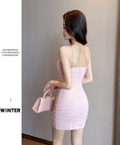 【4色】ミニドレス キャバドレス セクシー 細見え ホルターネック シャーリング ボディコン バックオープン クラブ 指名 JC2-YM8902