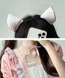 【4点セット】 セクシー コスプレ ハロウィン ピンク 猫耳 メイド ロリータ コスチューム イベント ケモノ 制服パーティー JC2-XJ8679