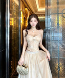 ロングドレス キャバドレス セクシー上下2点セット コルセット風 チュール ギャザー 二次会 ナイトクラブ パーティードレス KS2-DD5270