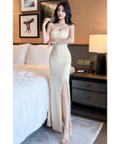 【2色】ロングドレス キャバドレス セクシー マーメイドライン キャミワンピ エレガント パーティー JC2-JX5822