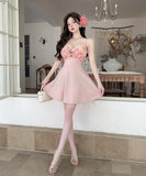 【3色】ミニドレス キャバドレス セクシー 胸元大胆 ドッキング バイカラー ナイトワーク Aライン 指名 JC2-DD6321