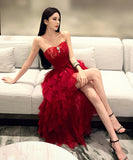 ミニドレス キャバドレス セクシー ベアトップ フィッシュテール 立体フラワー レース パーティー JC2-OYF9320