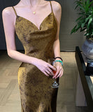 ロングドレス キャバドレス セクシー 上品 サテン バイアスカット ゴールド パーティー JC2-AQR3266