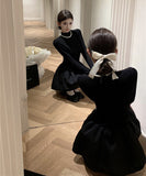 ミニドレス キャバドレス かわいい ふんわりシルエット フレンチムード ハイネック デート 通勤 お呼ばれコーデ JC2-XHY918113