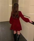 【2色】ミニドレス キャバドレス セクシー 韓国風 ツイード風 ツイード風 ウエストマーク スタイルアップ Aライン デート 成人式 JC2-MN219