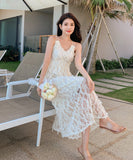 サンドレス ワンピース ロングドレス レース おしゃれ 海辺 気質 YH2-QJ8320