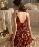 【3色】セクシー ルームウェア キャミソールネグリジェ レース パジャマ Vネック  KS8-GR5909