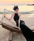 ロングドレス キャバドレス セクシー ホルターネック ボディコン チュール 細見え シースルー パーティー JC2-CD6-157-83220550