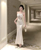 ロングドレス キャバドレス セクシー レース×チュール切替 サテン 上品 キャミソール マーメイドライン パーティー JC2-DD3832