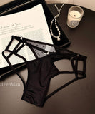 下着 サテンレース ショーツ 透け感 細ストラップ セクシー 三角ショーツ  綿100%のクロッチャー付き LW2-RS61-70d