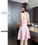 【4色】ミニドレス キャバドレス セクシー ベアトップ Aライン バックレス 谷間見せ ナイトドレス 夜遊び 指名アップ JC2-YM8891