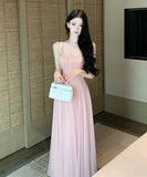 ロングドレス キャバドレス セクシー ラグジュアリー チュール ウエストマーク ウエストマーク キャミソールドレス JC2-XHY918345