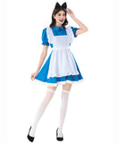 【3点セット】夢かわ コスプレ ハロウィン アリス  エプライムブルー ロリータフリル メイド服 仮装パーティー JC2-XJY6028