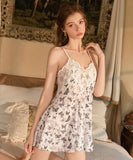 【2色】ルームウェア ランジェリー セクシー 誘惑系 レース バタフライプリント ローカット クロスデザイン バックオープン シフォン キャミソール JC8-GR6515