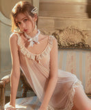 セクシー レース ナイトドレス  バックオープン ルームウェア シースルー ランジェリー 網レース 下着 ナイトウェア LW8-GRXK6480