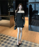 ミニドレス キャバドレス セクシー スパンコール レース オフショルダー ボディライン JC2-WDS5308