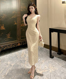 ロングドレス キャバドレス セクシー Vネック バックオープン スリット入り キラキラ JC2-WDS5562