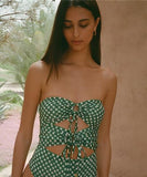 ビキニ  水着　ヴィンテージ花柄ワンピース型欧米風スイムウェア 小胸盛れ＆お腹カバー 細見え効果 HMZ7-SNMB141